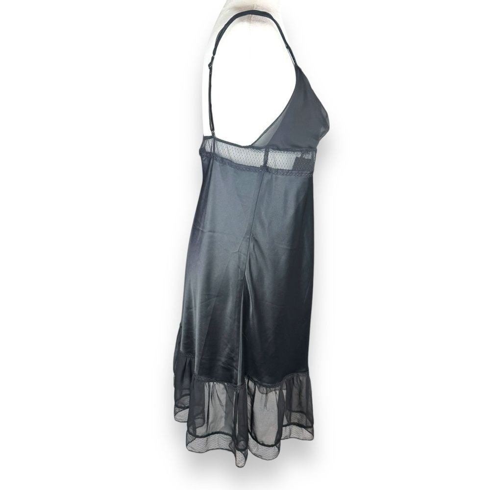 Victoria's Secret Black Satin Slip Dress with Lace Trim - Picture 3 of 15